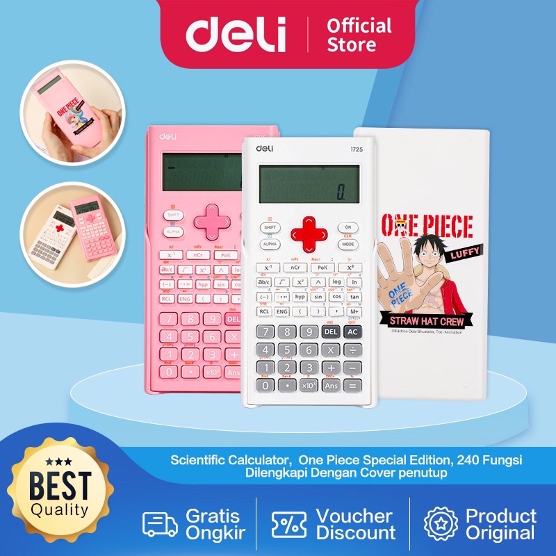 

Deli Scientific Calculator / Kalkulator Ilmiah Garansi 3 Tahun Edisi Spesial One Piece 240 Fungsi Kualitas Sangat Baik E1725