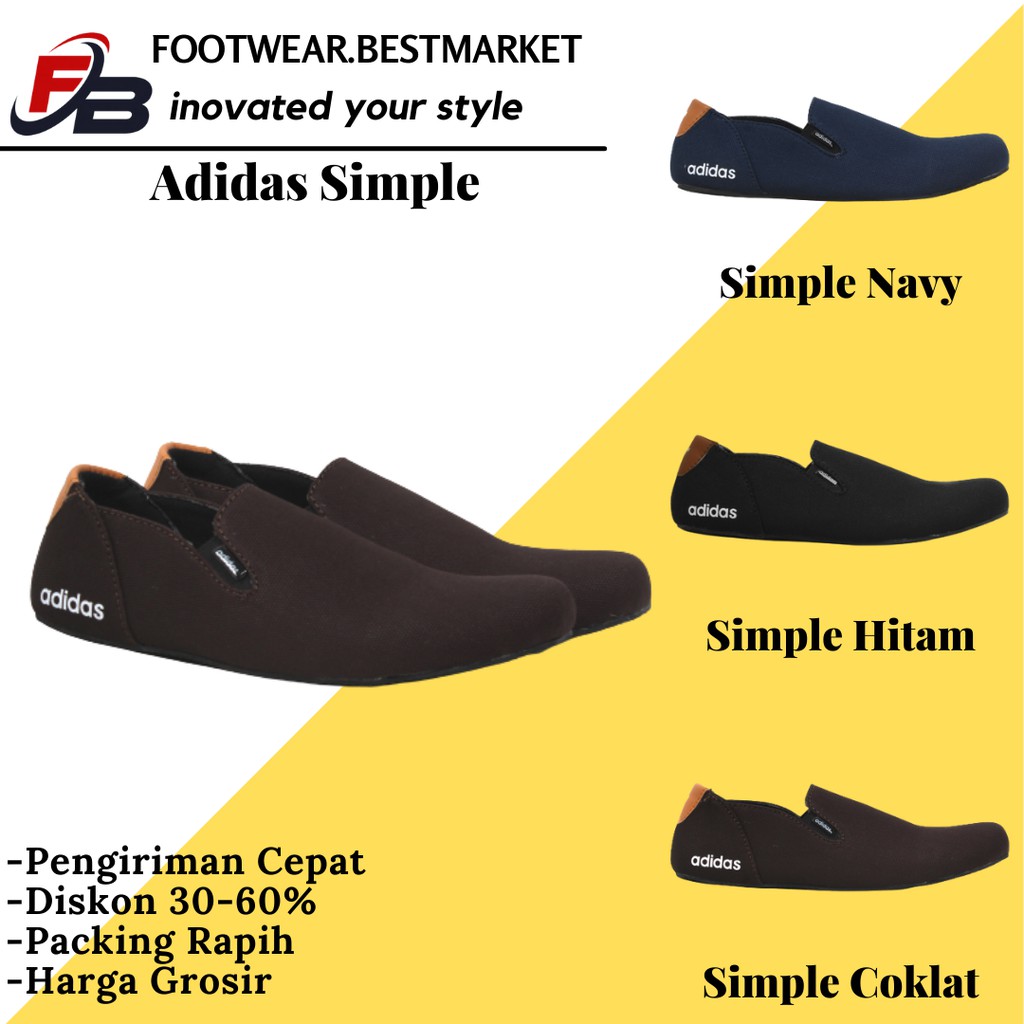 Sepatu slop Pria adidas Simple Kasual Slip on Pria Santai Mocassin Keren Termurah