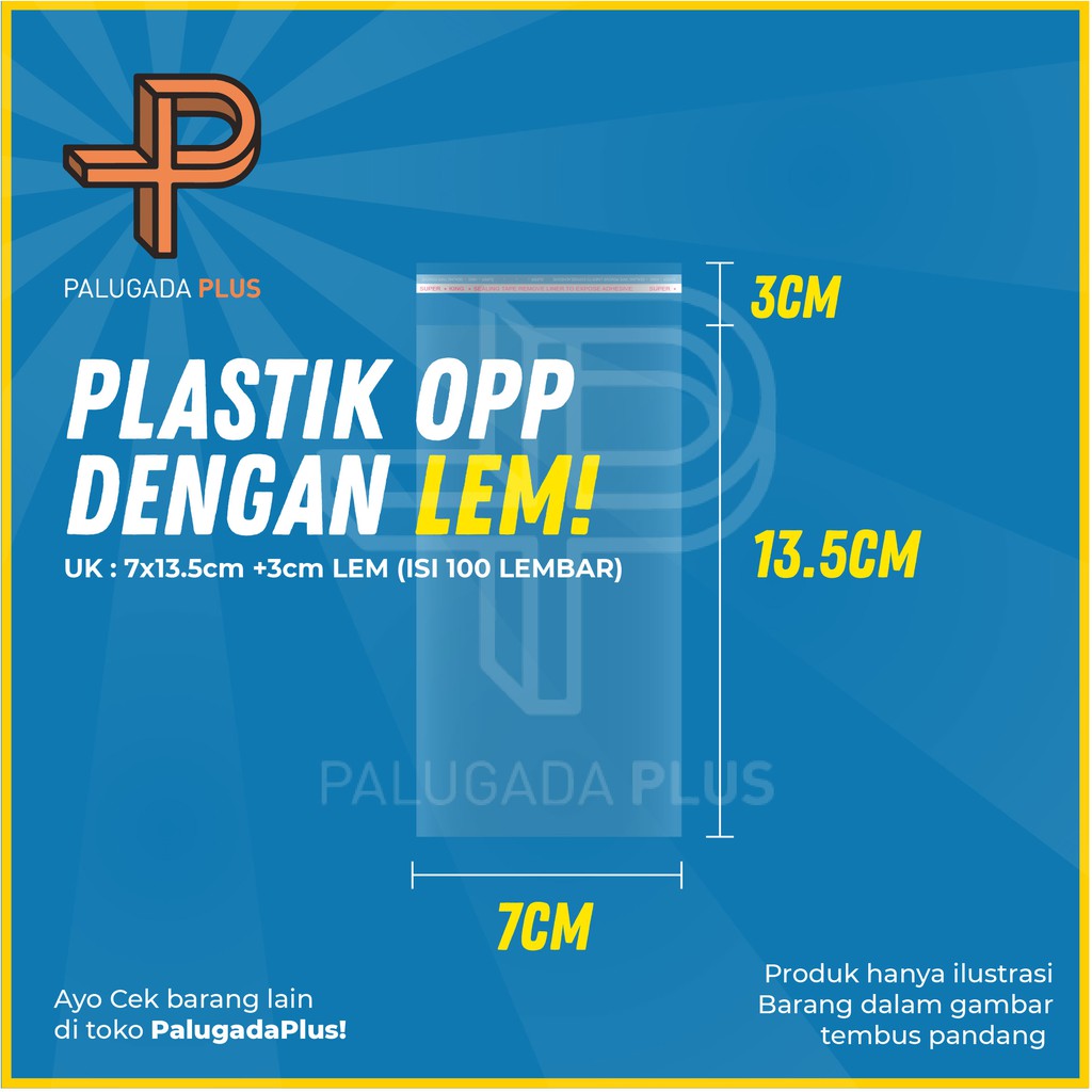 

Plastik OPP LEM Ukuran 7x13.5cm +3cm(LEM) 100pcs/Pack OPP roti, souvenir, aksesoris