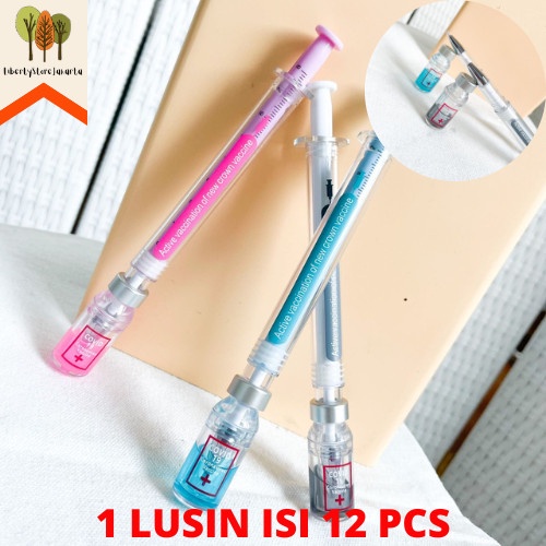 

Pulpen Gel Suntikan Vaksin 1 Lusin Selusin Medicine Unik Fancy Tinta