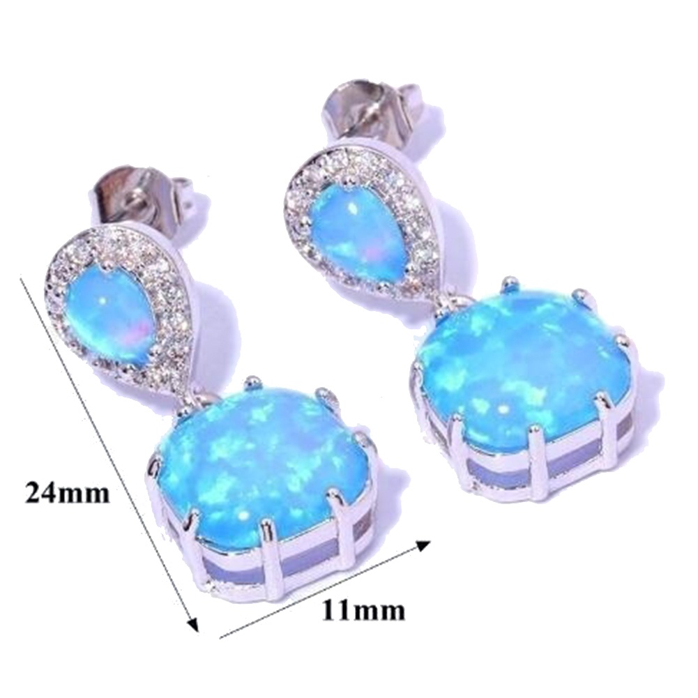 Hu Hu Hu Hu Hu Alat Bantu Pasang Kacamata♡ Anting Tusuk Gantung Wanita Hias Opal Api Untuk Pesta