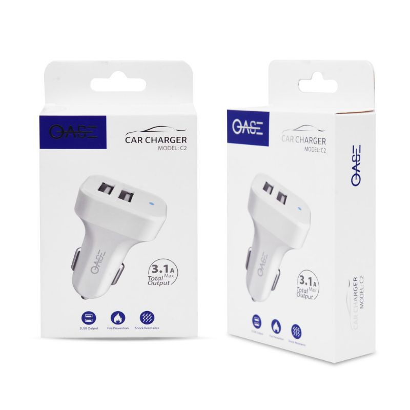 Car Charger Oase C2 2 USB MAX 5V3.2A KEPALA CHARGER UNTUK MOBIL 2 USB OUTPUTS RESMI Car Charger