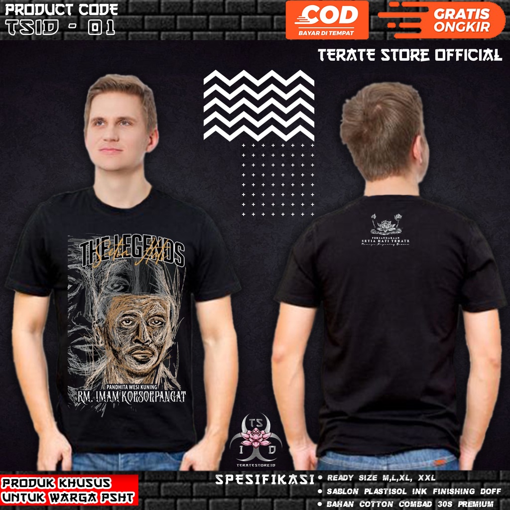 KAOS PSHT THE LEGEND RM. IMAM KOESOEPANGAT LINE ART DESAIN (KODE TSID-1), (BISA COD) BAHAN DISTRO TE