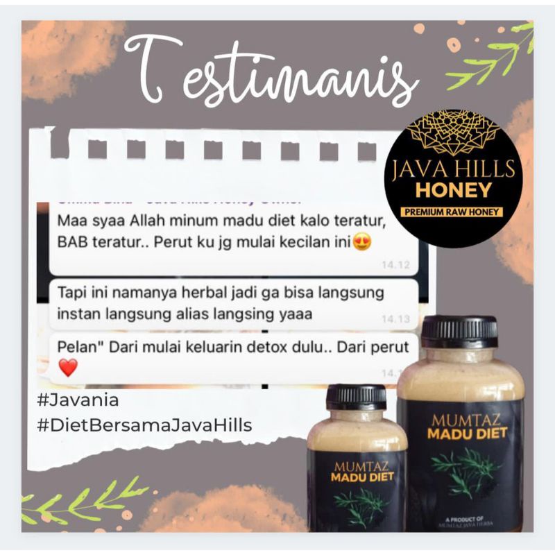 GRATIS SENDOK KAYU || MADU DIET java hills herbal Detox Alami Slim Obat Penurun Berat Badan