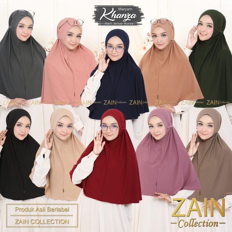 ((Original Zain)) Hijab Instan/Hijab Syari/Bergo Instan/Bergo Tali/Bergo Maryam Khanza Tali Jersey S