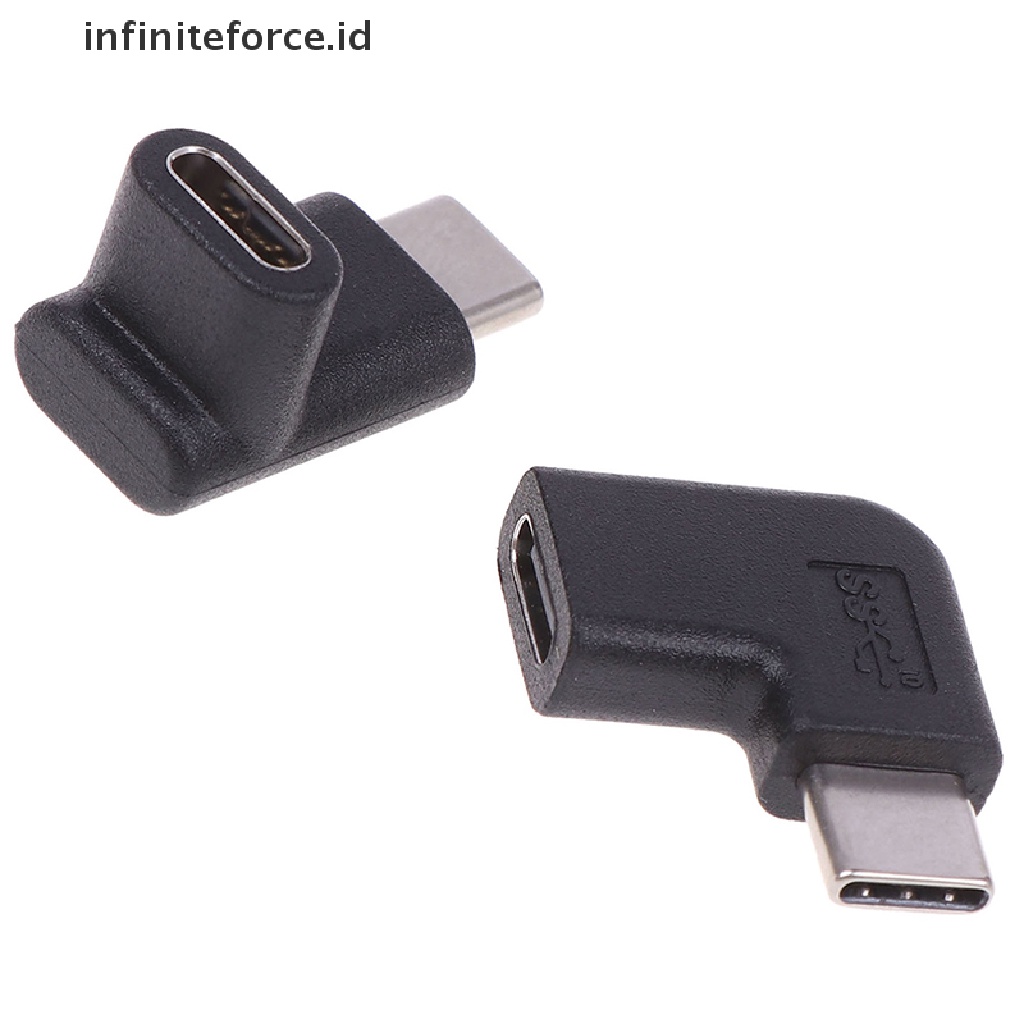 (Infiniteforce.Id) Konverter Usb 3.1 Tipe C Male Ke Female Sudut Kanan 90 Derajat