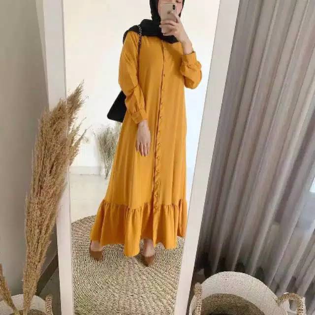 BELLA GAMIS TUNIK MOSCREPE/gamis wanita murah