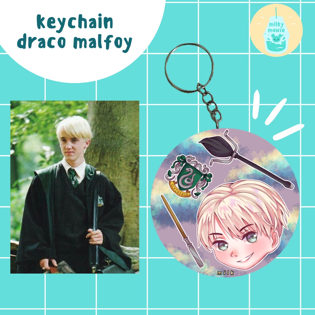 Keychain Draco Malfoy Keyring Gantungan kunci Draco Malfoy Slytherin