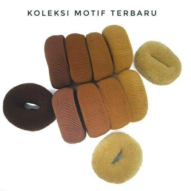  Kuncir Rambut Donat  Tebal 4cm Warna Random Ikat Rambut  