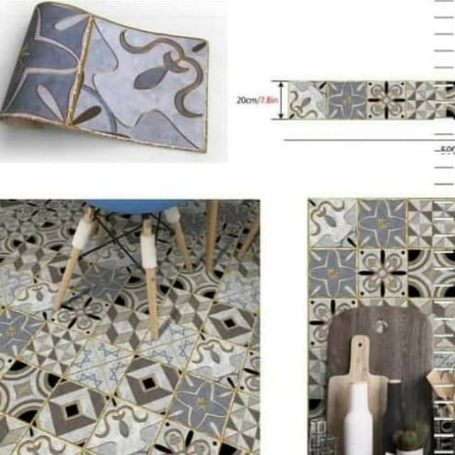 Wallpaper/sticker lantai motif tegel klasik B