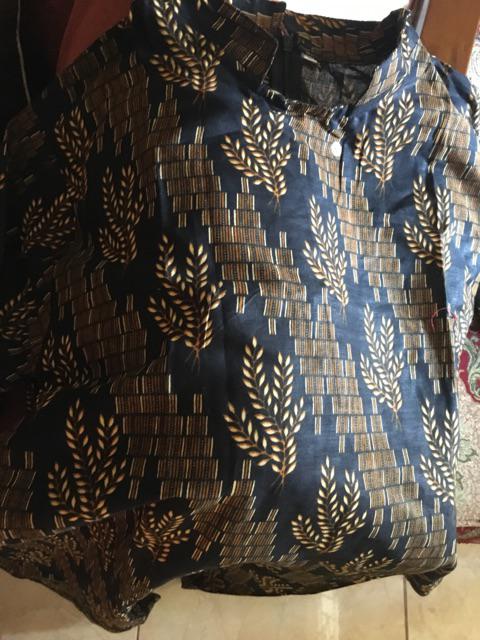 Cp Tunic V Serut Genes Tunik Batik Cewek Tunic Seragam Batik Kerja Muslim Katun Batik Solo Coklat