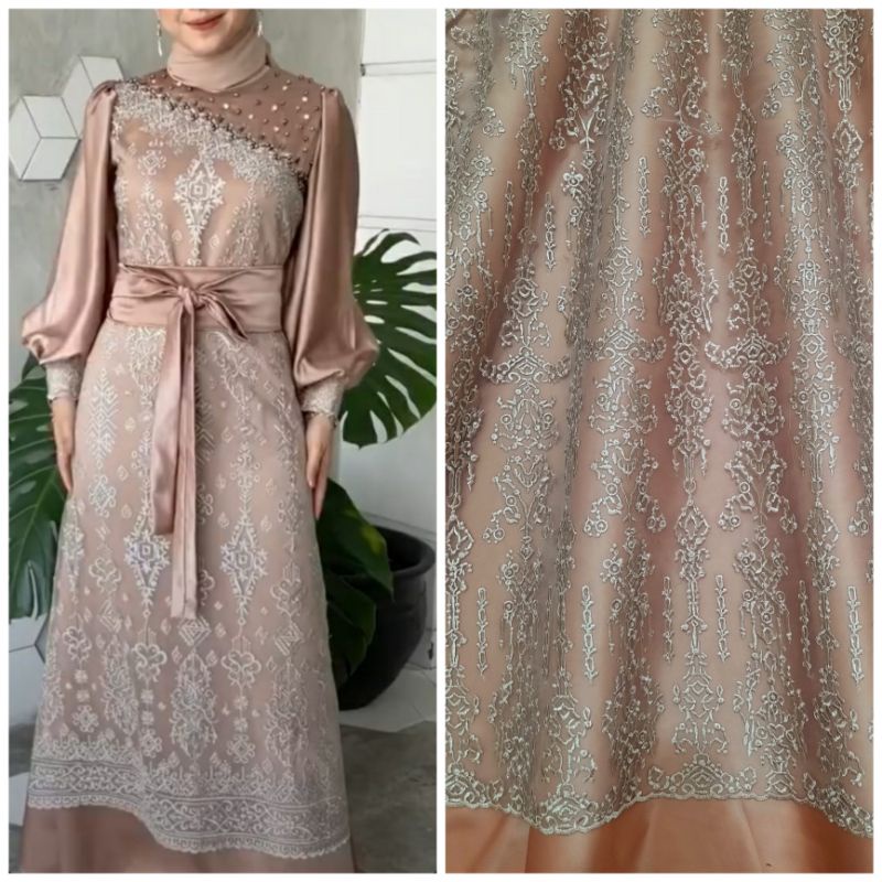 Kain Brokat Bahan Kebaya Premium Brukat Tulle Bordir Etnik Sapto Motif ethnic sumba abstrak motif sa