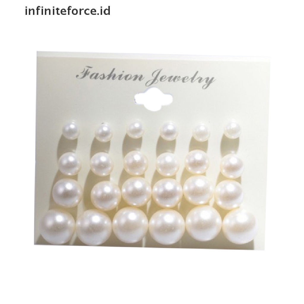 Set 12 Pasang Anting Stud Mutiara Tiruan Bentuk Bulat Untuk Pesta Pernikahan Wanita