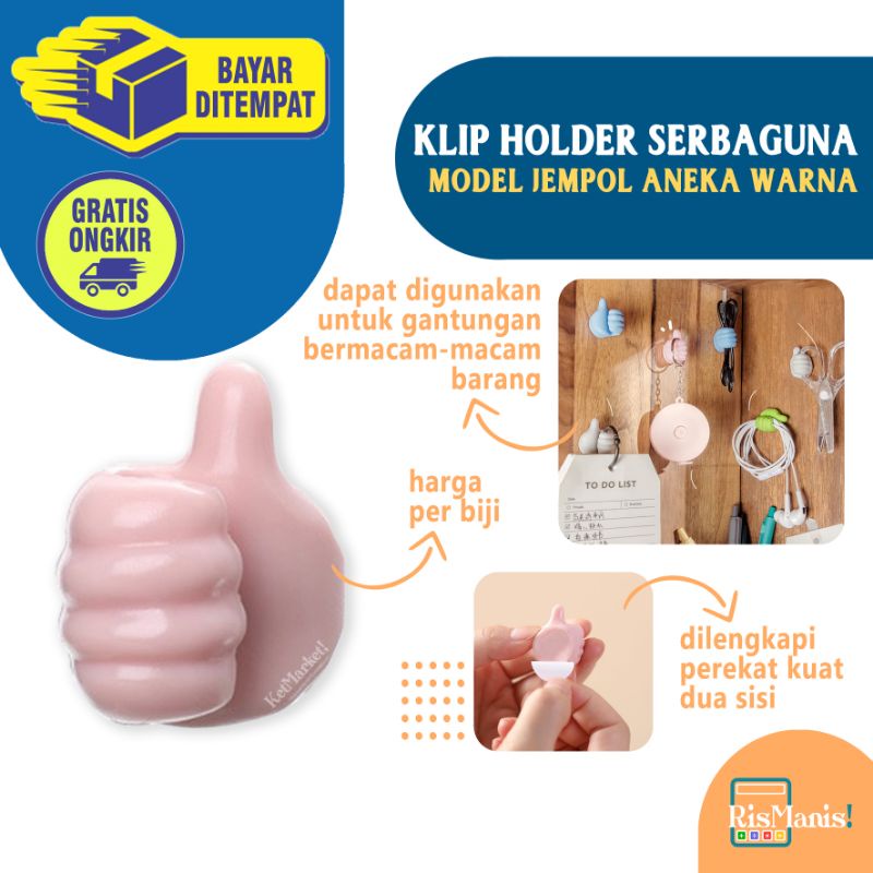 THUMBS UP CABLE HOLDER - Klip Jempol Penjepit Perapi Kabel Charger HP Gantungan Mini Clip Organizer