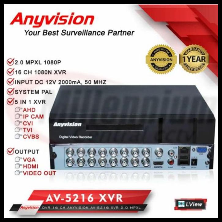 Harga Diskon Dvr/Xvr Anyvision 16 Ch 2Mp/1080P-Xvr Anyvision 16Channel 2Mp/1080P Hd