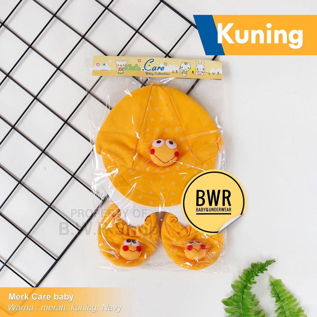 Topi Care / Topi Bayi New Born Karakter / Topi Set Sepatu Bayi KEROPI 04 - Bwr IX