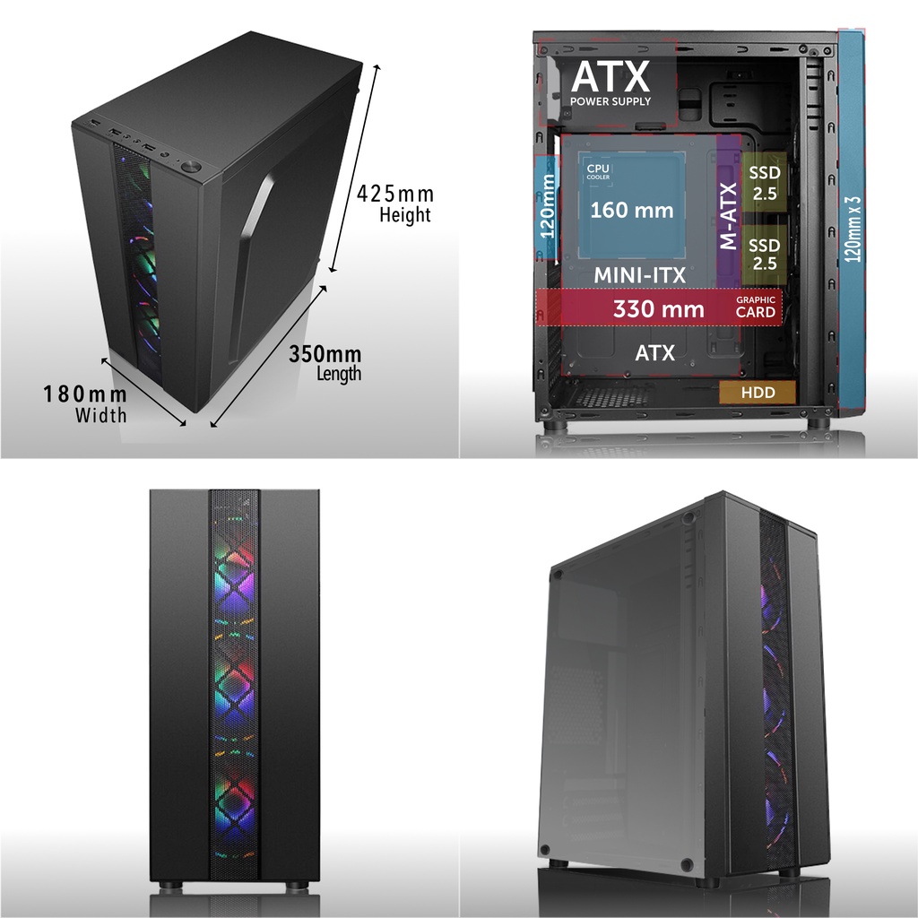 Casing Infinity CYCLOPS ATX, mATX Gaming Case NAMPOLL GAN