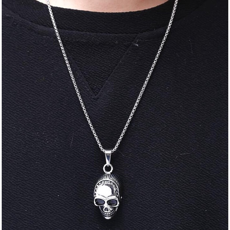 Fashion Skull Necklace Gothic Biker Pendant &amp; Chain for Men Women Punk Jewelry