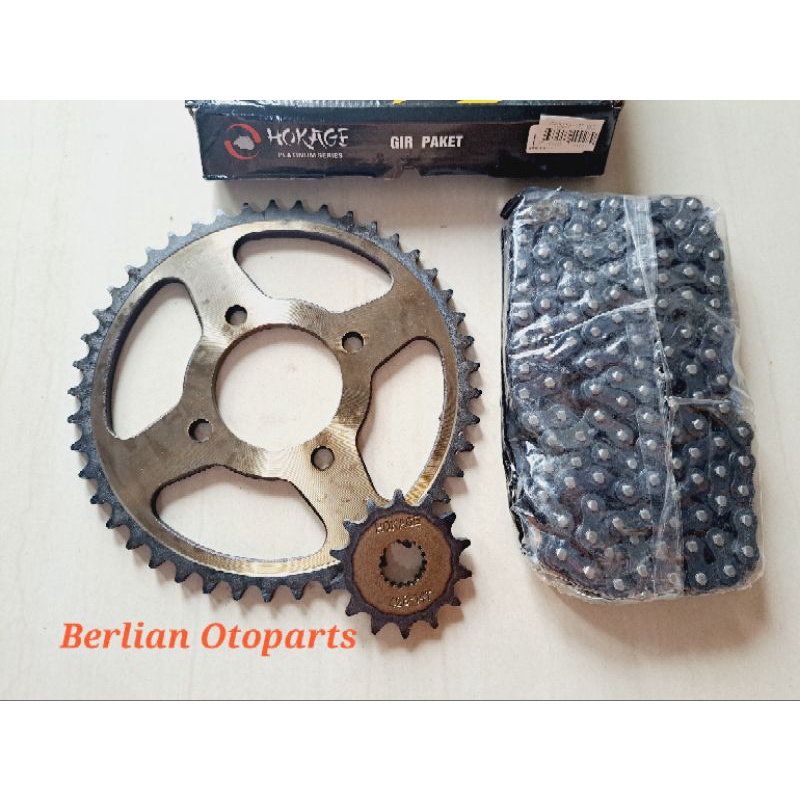 Ger gear gir set paket SUZUKI THUNDER 125 (45T-14T/428H-120L) SEPUHAN BAJA -- Merk HOKAGE