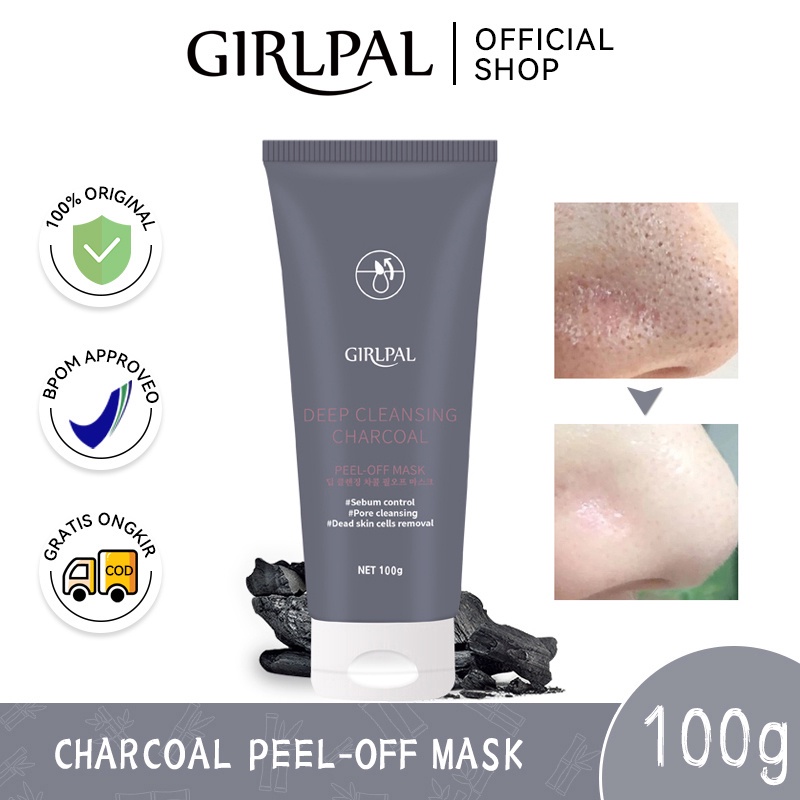 GIRLPAL DEEP CLEANSING CHARCOAL PEEL-OFF MASK Blackhead Remover Mask Wajah ​Hidung - Pembersih Komedo Oil Control Face Mask 100g