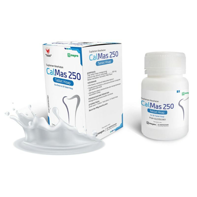 Calmas Tablet 250 mg Isi 30 Tablet Hisap / Vitamin Peninggi Badan / Kalsium Anak Bukan Calmag Dan Calnic