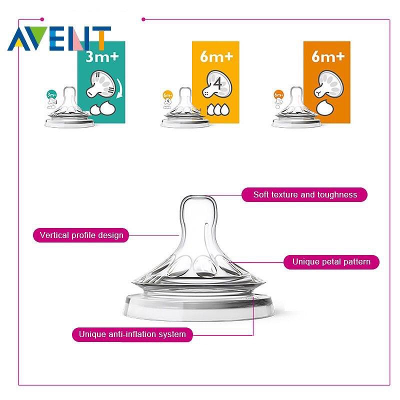 Philips Avent Teat Nipple Natural Flow 9M+ 6M+ 3M+ isi 2