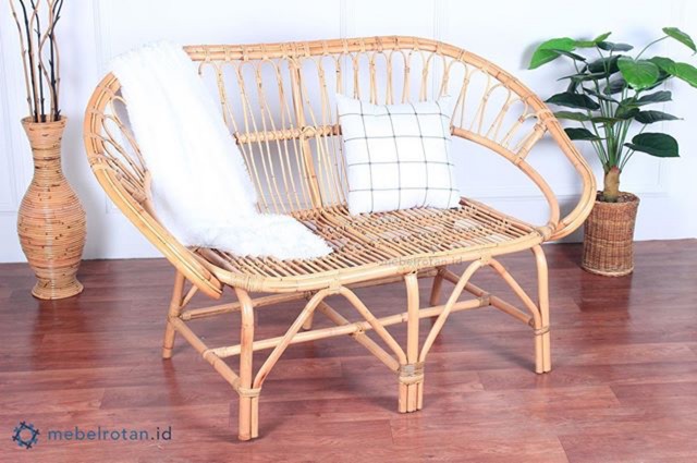 KURSI SOFA ROTAN 2 DUDUKAN MOONLY | BANGKU ROTAN | SOFA 2 SEATER