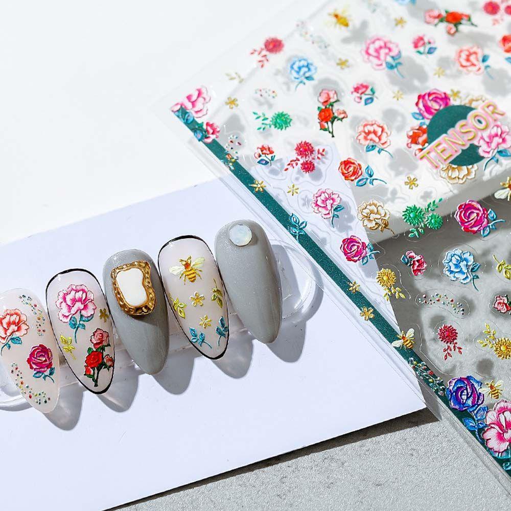 AUGUSTINA Agustinina Stiker Kuku Bunga Wanita Tulip Lebah Self Adhesive Nail Art Dekorasi