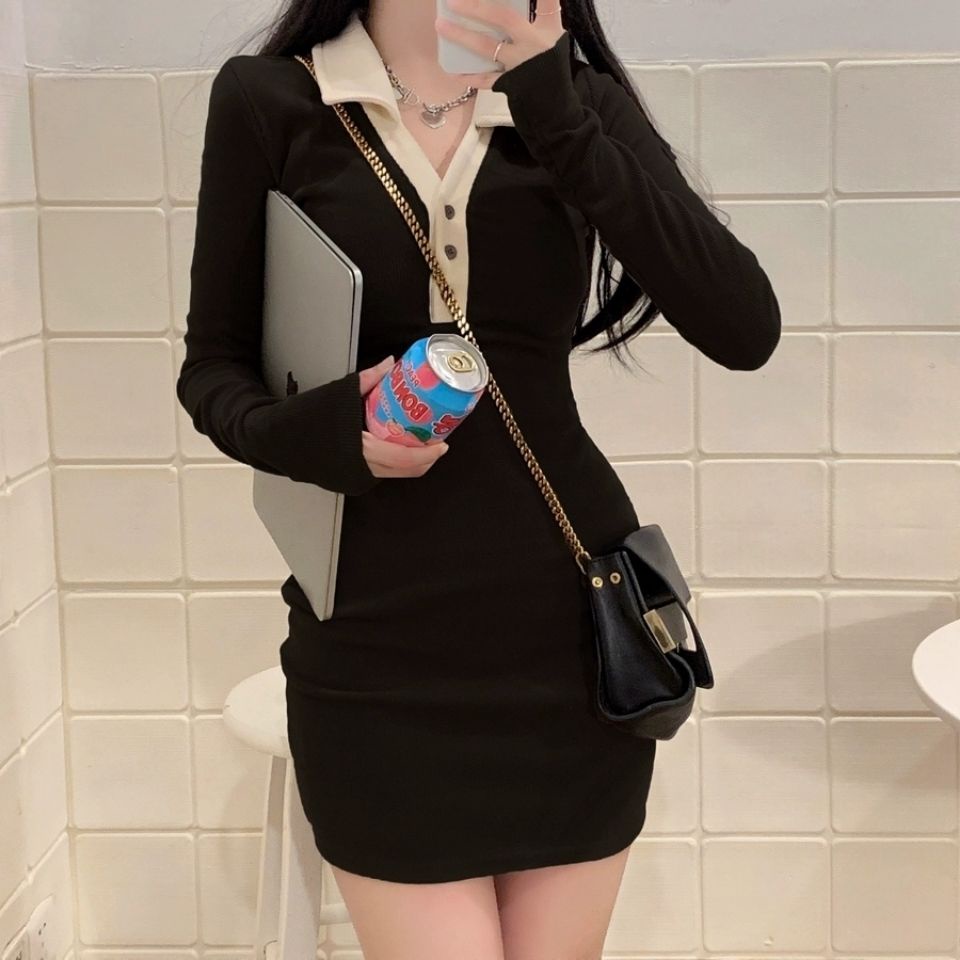 dress korean style [48 hours delivery] knitted dress women s slim fit inner bottoming tight sweet an