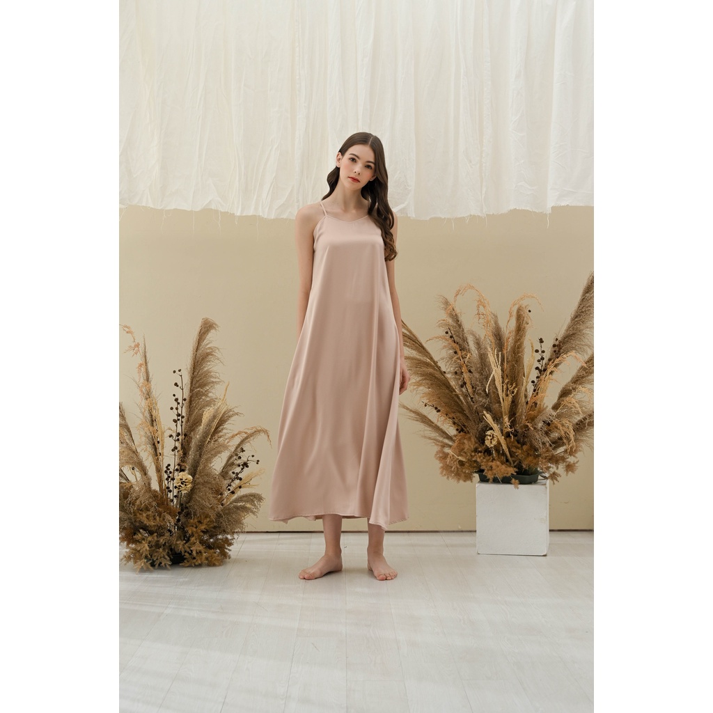 DRESS INNER (Type Maxi) / DALAMAN / CAMISOLE UNTUK KIMONO ROBE WITH ZIPPER | White Nnude Black