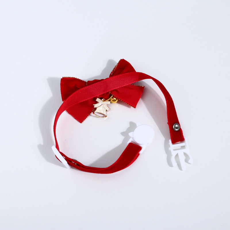 Kalung Collar Anjing Adjustable Bahan Velvet Dengan Lonceng Untuk Natal