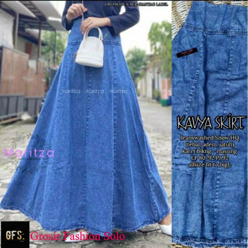 Kavya Skirt by GFS | Rok Jeans Pecah 8 Delapan