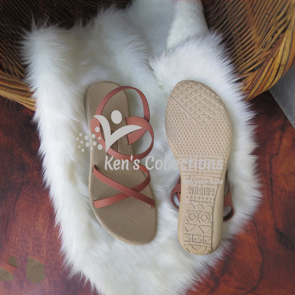 Sandal Cewek Strap Tali Slop Flat Wedges Santai Elegan Bahan TPR Karet Plastik Kuat Empuk Awet CAMOU