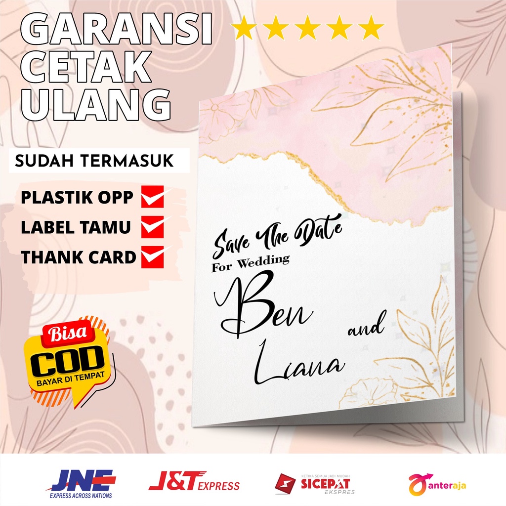 Undangan Pernikahan Aesthetic Kartu Undangan Soft Cover Murah Unik Elegan Kertas Jasmin