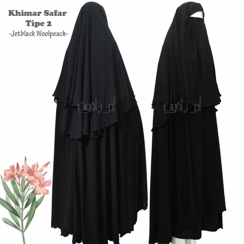 XXL (140cm/170cm) - KHIMAR SAFAR TIPE 1 & TIPE 2 - PURDAH OVAL & PURDAH SEGITIGA - JETBLACK BONANZA