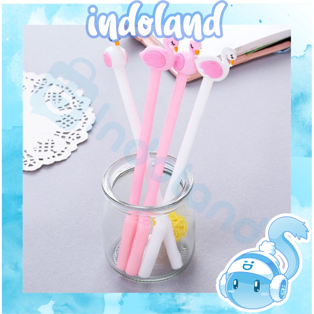 ☀ INDOLAND ☀ R206 PENA KARAKTER FLAMINGGO PULPEN LUCU ALAT TULIS GEL PENA CAIR STATIONERY MURAH COD