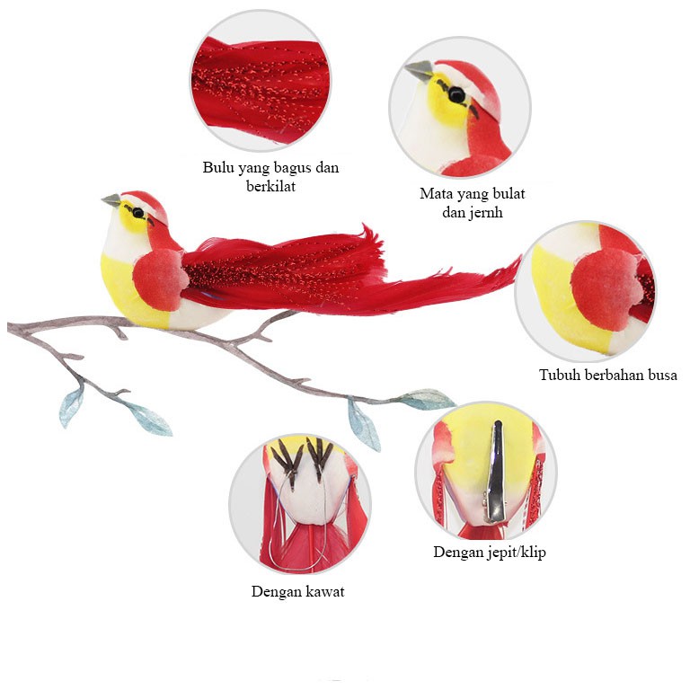Ornamen Burung Imitasi untuk Dekorasi Rumah dan Taman