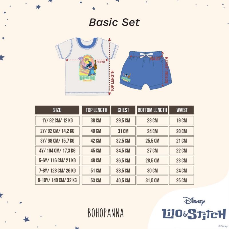 BohoBaby DISNEY BASIC SET / BohoPanna Boho Setelan Karakter Gambar Anak Unisex