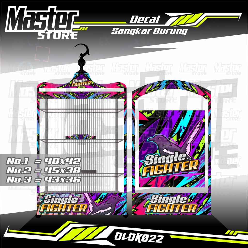 Stiker Decal Kandang/Sangkar Burung Kicau Petarung/Single Fighter Motif KACER Kotak - Sangkar Burung
