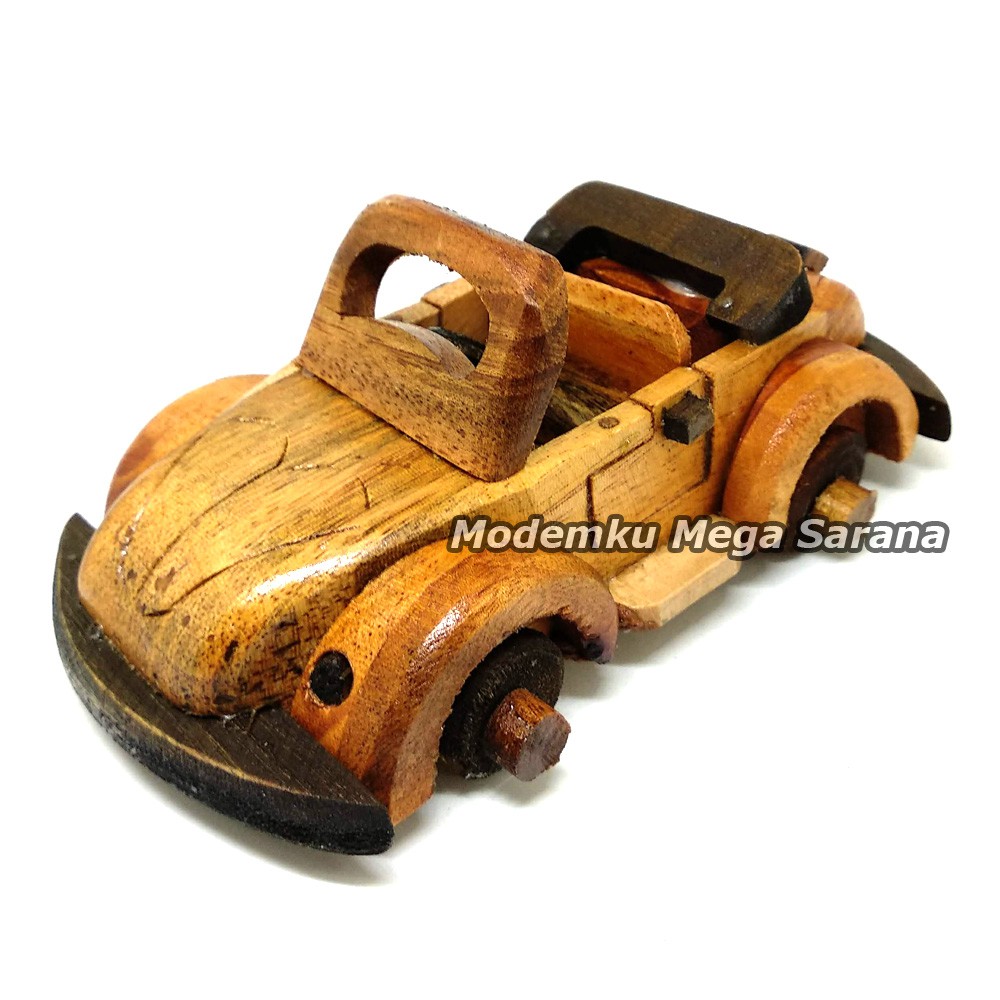 Diecast Miniatur Mobil VW Terbuka Kayu - Ukuran S Mini 13x7x5 cm