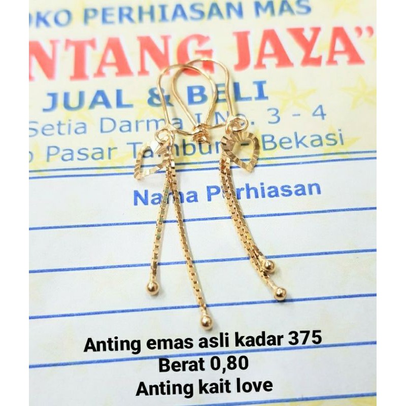 anting emas asli kadar 375