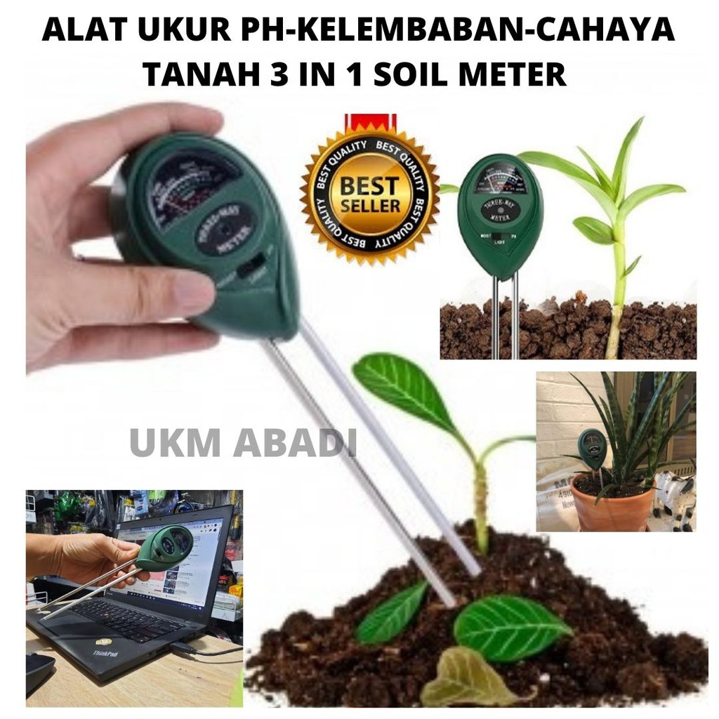 Alat Ukur PH Kelembaban Intensitas Cahaya Tanah 3 In 1 Soil Meter 111138