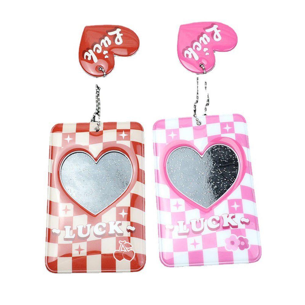 Lanfy Kpop Photocard Holder Kawaii Kartu Nama Kartu Siswa Cinta Hati Hollow Binders Albums Card Storage Case Heart Chessboard Idol Lengan Foto