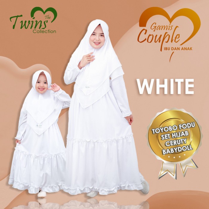 [READY] Baju Manasik Haji Gamis Putih Polos Fashion Wanita Couple Ibu Anak - Putih, ANAK XXL