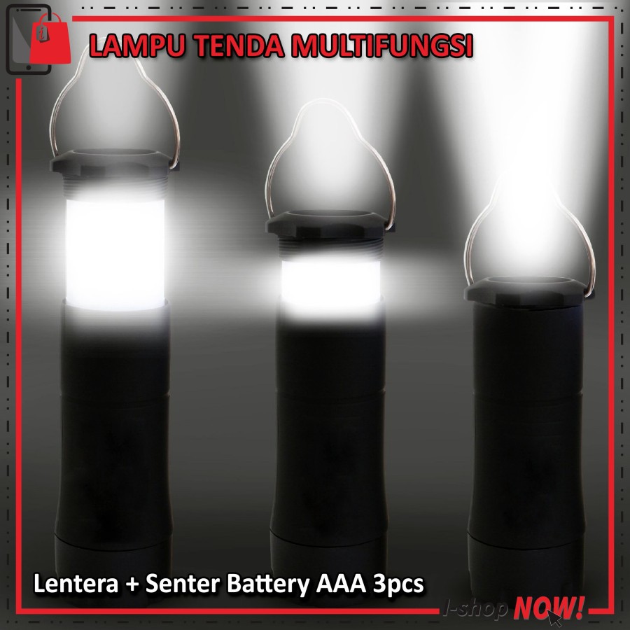 【Warna Dipilih】 Lentera Mini + Senter` Zoom &amp; Flash` 3 Mode` Baterai Portable Emergency LED` Lampu Emergensi Batre Camping Darurat