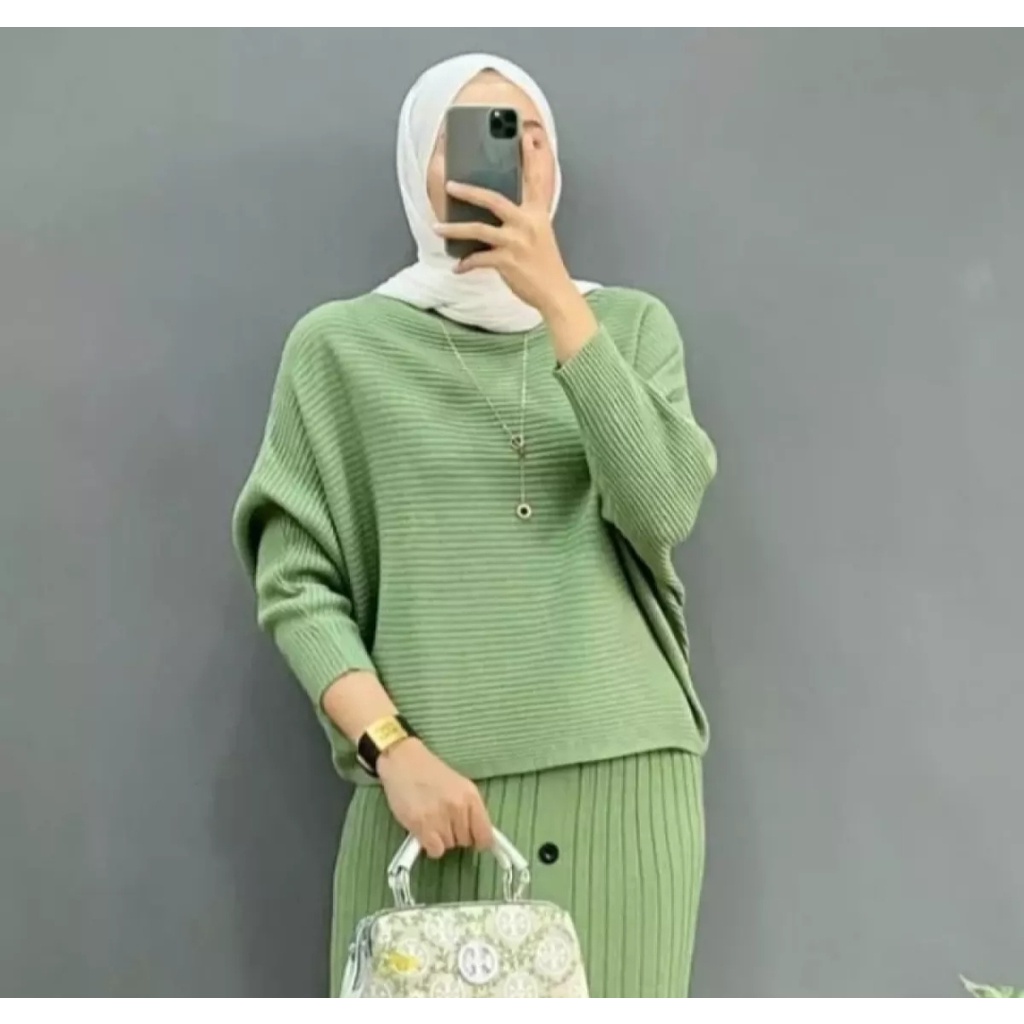 Baju Rajut Batwing Wanita | Atasan Rajut Oversize | Lasperal Batwing Bahan Rajut Premium