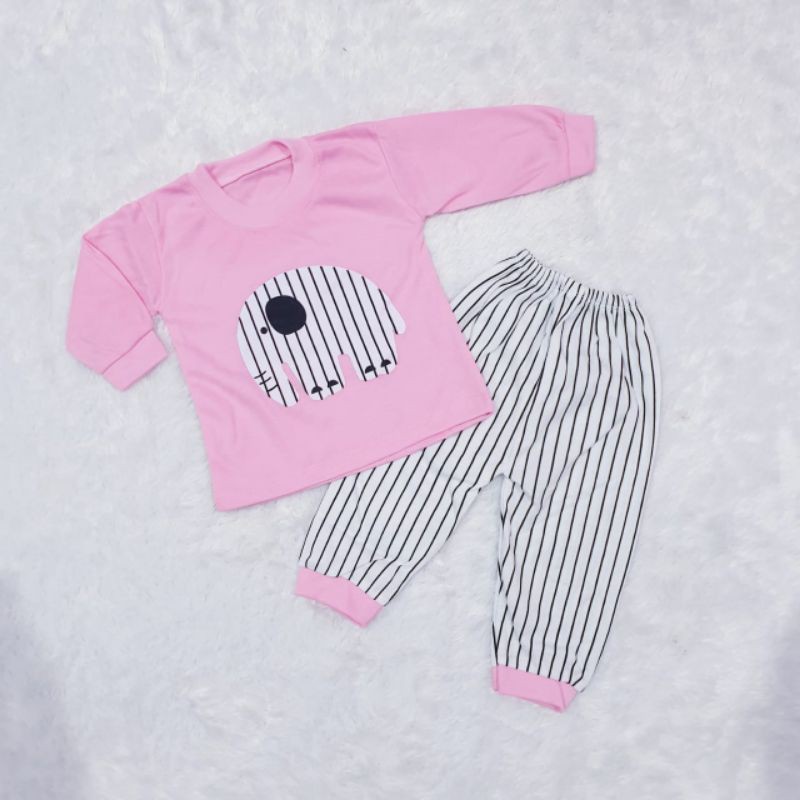 Baju Baby Gracia Piyama Gajah Salur Piyama Anak