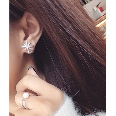 925 Perak Lucu Anting-Anting Anting-Anting Gaya Korea Wanita Bulat Cinta Hati Lima Menunjuk Bintang Daun Berbentuk Ekor Merak Fashion ornamen