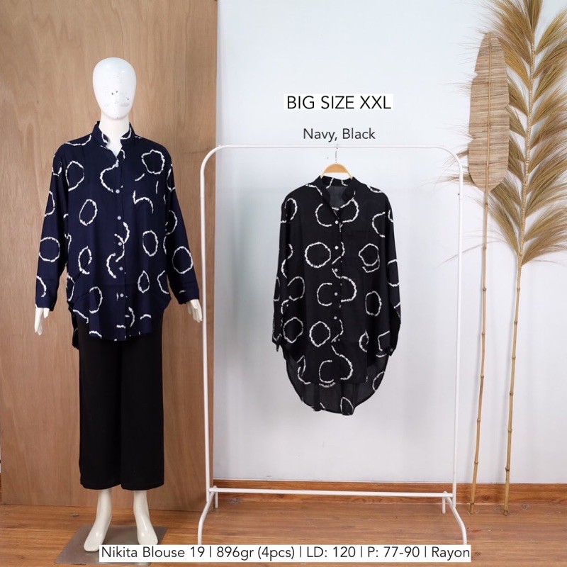 Kemeja Korea Retro Rayon Oversize Casual Wanita Lengan Panjang Motif Polkadot LD 120