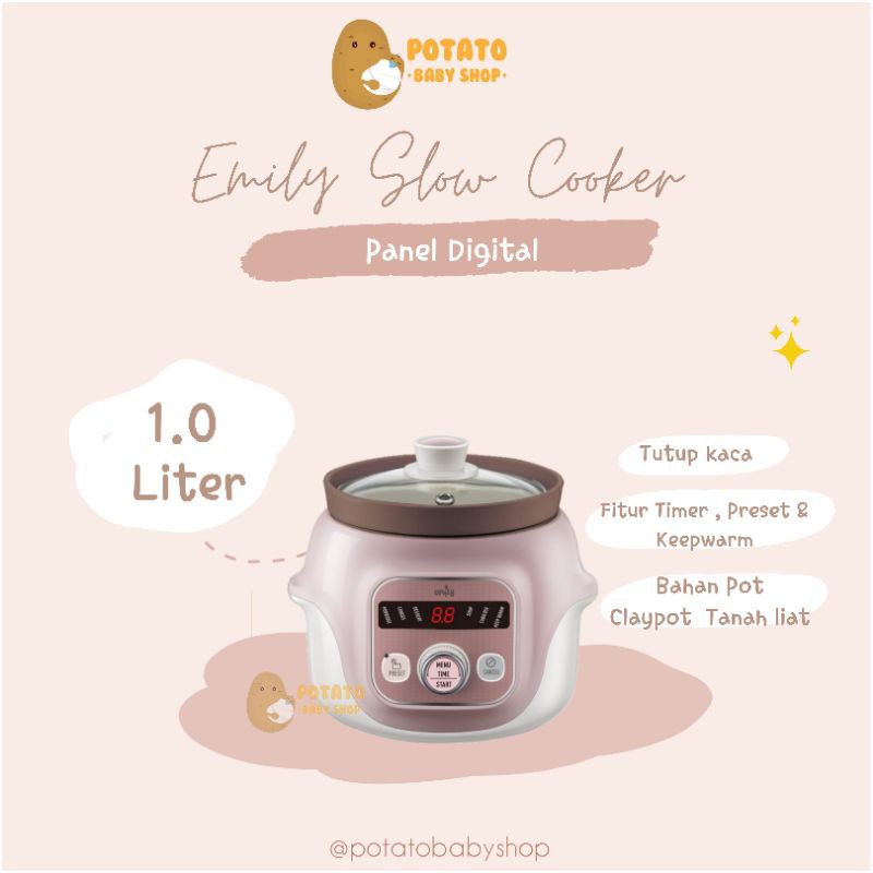 Emily Slow Cooker with Clay Pot 1.0L / tanah liat